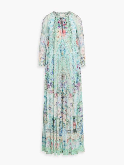 CAMILLA Embellished printed silk crepe de chine maxi dress