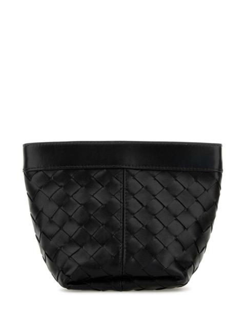 Bottega Veneta Bottega Veneta Women Black Leather Small Flip Flap Pouch