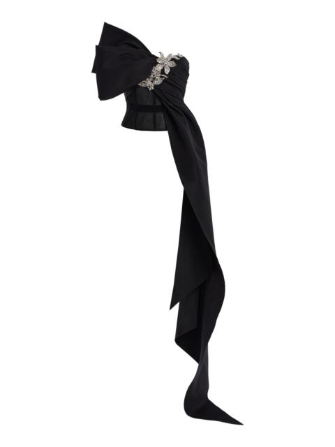 Oscar de la Renta Bow-Detailed Faille Top black