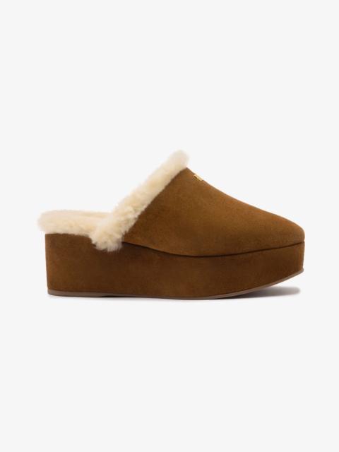 Larroudé Dani Flatform Mule In Russet Suede