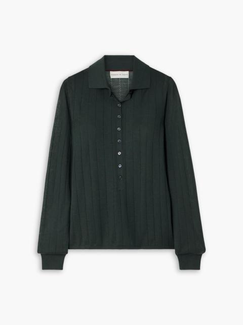 Other Designers Luna pointelle-knit cashmere polo sweater