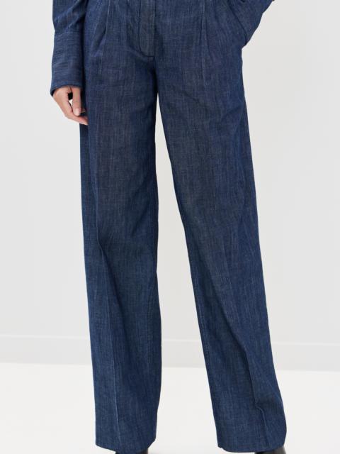 Another Tomorrow Chambray Relaxed Wide Leg Pants