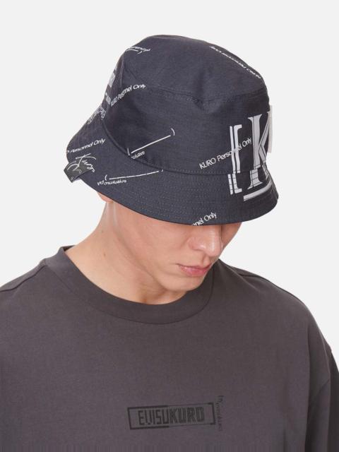EVISU Slogan Embroidered and Logo Print Bucket Hat
