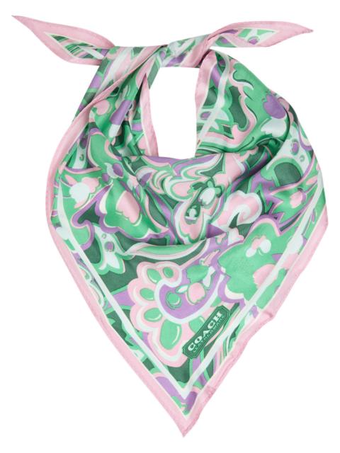 COACH Coach Andrea Patterned Silk Triangle Scarf