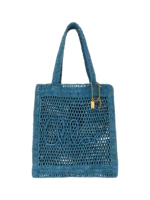 Chloé Cerulean Blue Raffia Estate Banana Shopping Bag