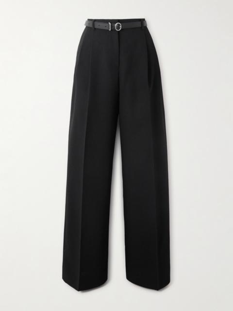 Jil Sander Belted Pleated Wool Wide-leg Pants