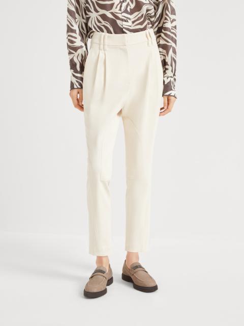 Brunello Cucinelli Viscose and wool stretch twill equestrian trousers with monili