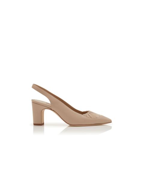 Manolo Blahnik Light Beige Nappa Leather Slingback Pumps