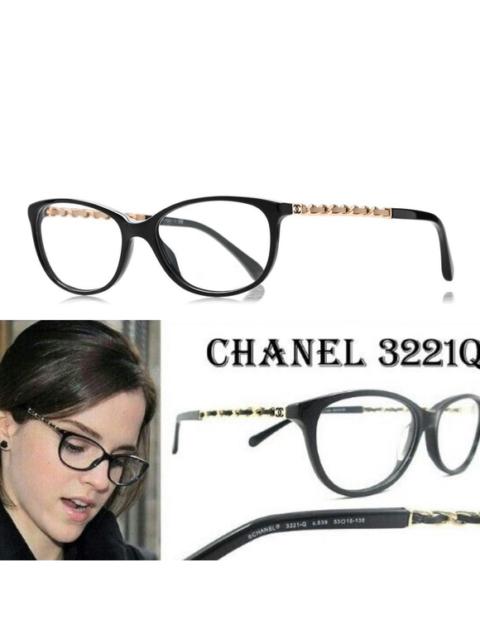 CHANEL CHANEL 3221-Q C.501 53-15 135 Beige Leather Glasses Frames Chain Link EUC Italy