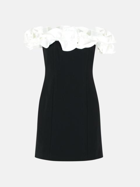 ROTATE MINI DRESS WITH RUFFLES IN BLACK AND WHITE POLYESTER