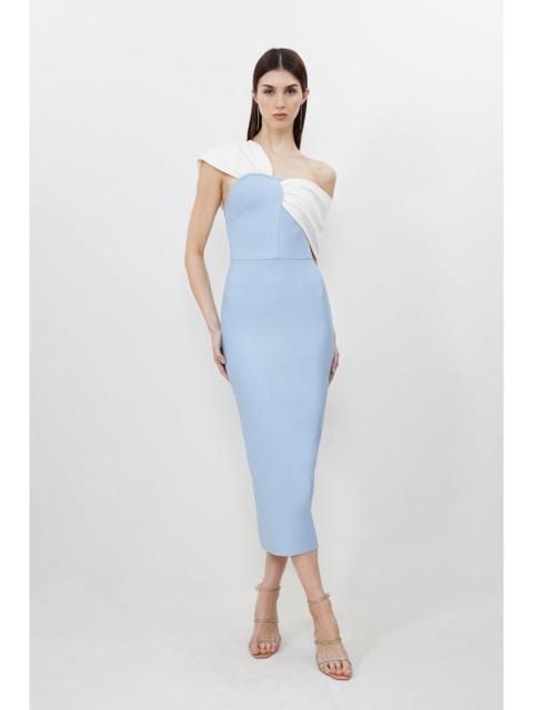 KAREN MILLEN Figure Form Bandage Asymmetric Strap Knit Midi Dress
