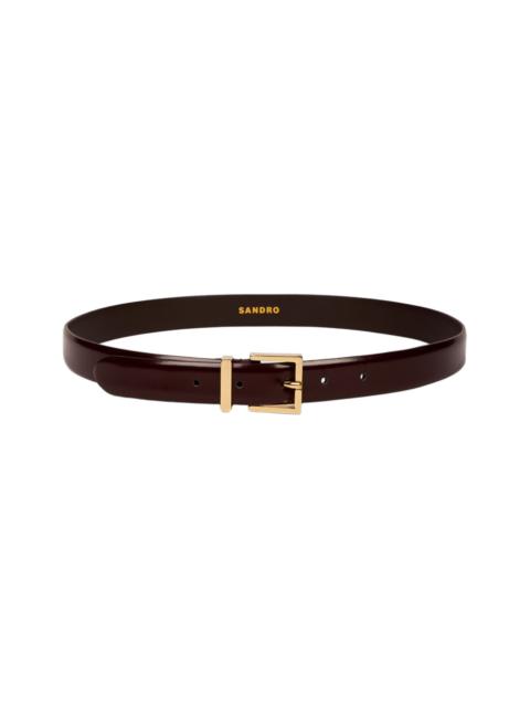 Sandro SANDRO Smooth leather belt metal buckle in Bordeaux at Nordstrom