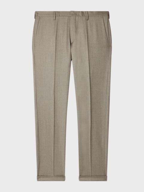 Paul Smith Slim-Fit Oatmeal Overdyed Wool-Cashmere Flannel Trousers
