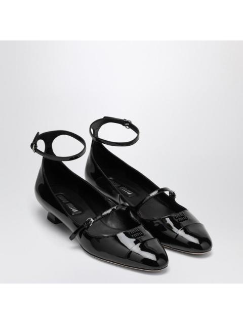 Miu Miu Miu Miu Black Patent Leather Décolleté With Logo Women