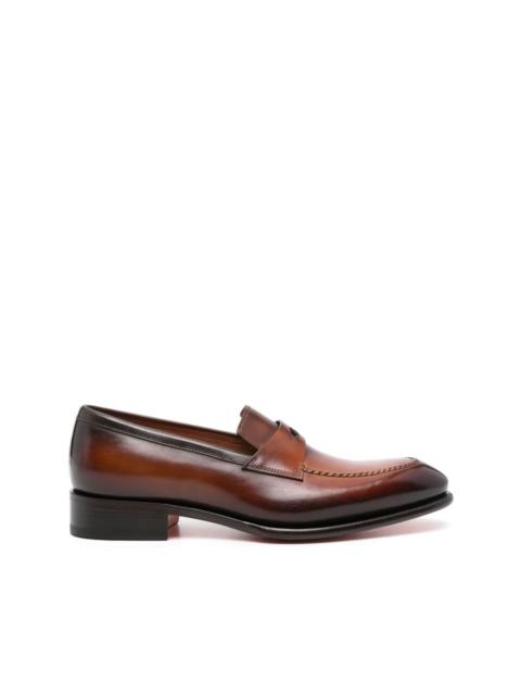 Santoni penny-slot leather loafers