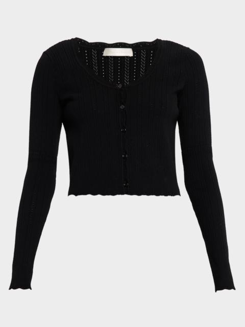 LoveShackFancy Martti Stretch Pointelle Cardigan