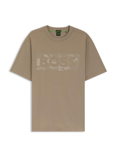 BOSS LOGO-ARTWORK T-SHIRT IN STRETCH COTTON
