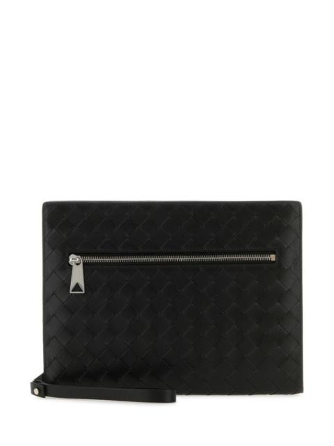 Bottega Veneta Man Black Leather Small Intrecciato Document Case