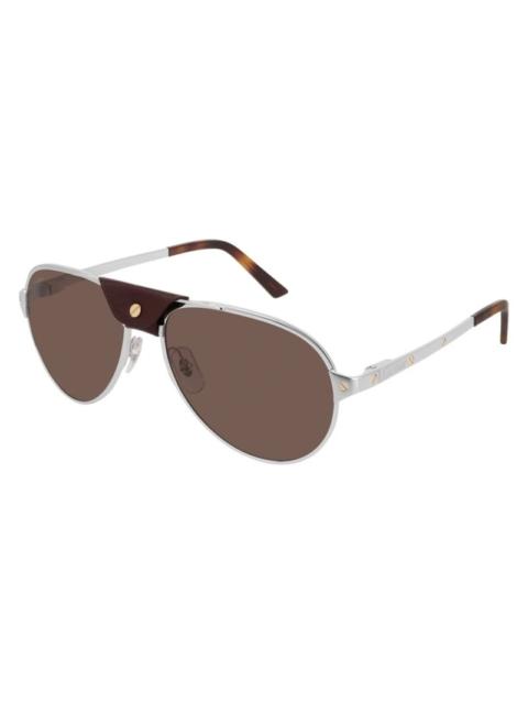 Cartier Cartier Santos de Cartier Brown Pilot Men's Sunglasses CT0034S 009 59