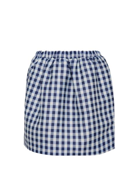 self-portrait Navy Gingham Taffeta Mini Skirt