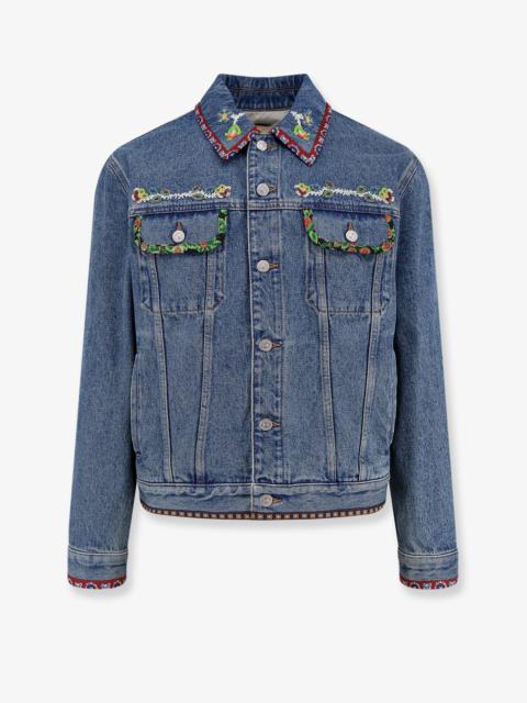Valentino Valentino Denim Jacket With Multicolor Embroidery