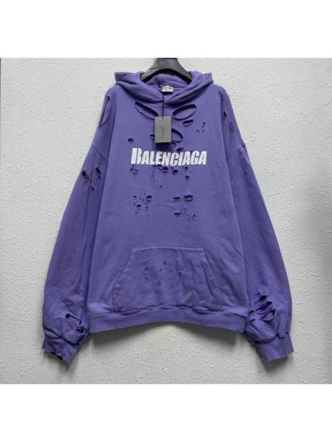BALENCIAGA Balenciaga Purple Destroyed Hoodie
