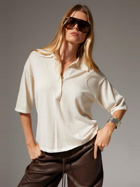 SPRWMN CHALK CASHMERE OVERSIZED POLO