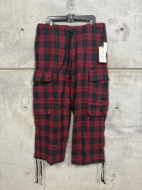 Greg Lauren $1050 Greg Lauren Wide Leg Red Plaid Pants