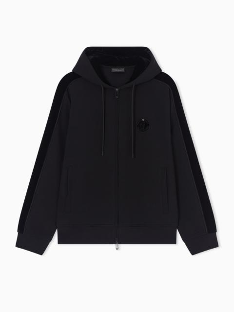 EMPORIO ARMANI LUNAR NEW YEAR DOUBLE-JERSEY HOODED ZIP-UP SWEATSHIRT WITH PATCH AND TAPE