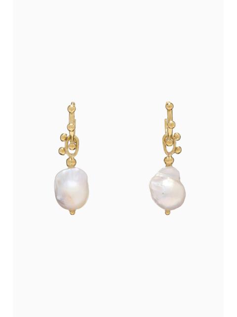 ULLA JOHNSON Lilith White Pearl Hoop Earring