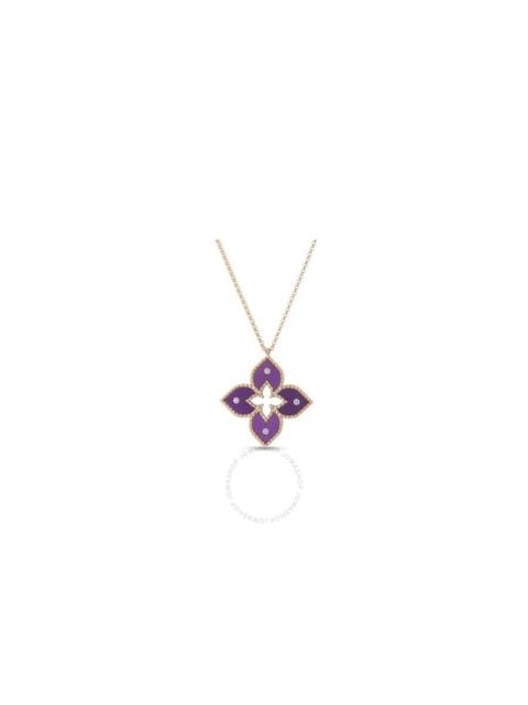Roberto Coin - Roberto Coin Venetian Princess Small Purple Titanium Flower Necklace with Diamonds in 18K Rose Gold 