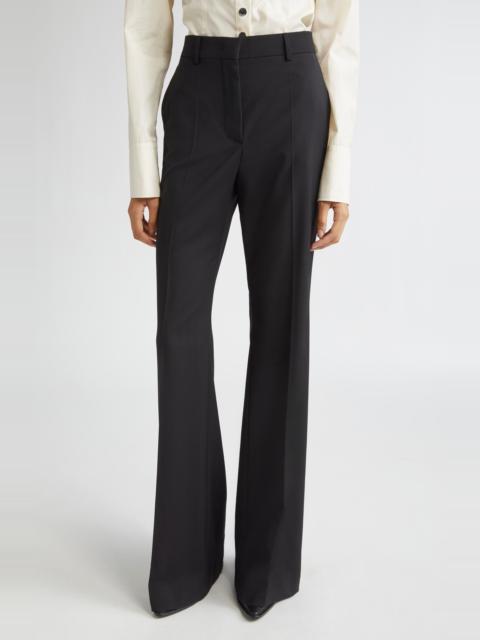 Sportmax SPORTMAX Hangar Virgin Wool Flare Leg Trousers in Black at Nordstrom