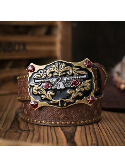 Other Designers Japanese Brand - Ornate Gun Buckle PU Leather Belt | 3.8 cm Width | 120 cm