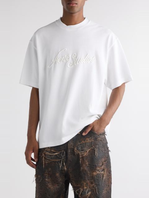 Acne Studios Acne Studios Tourist Logo Embroidered Cotton T-Shirt in Optic White at Nordstrom