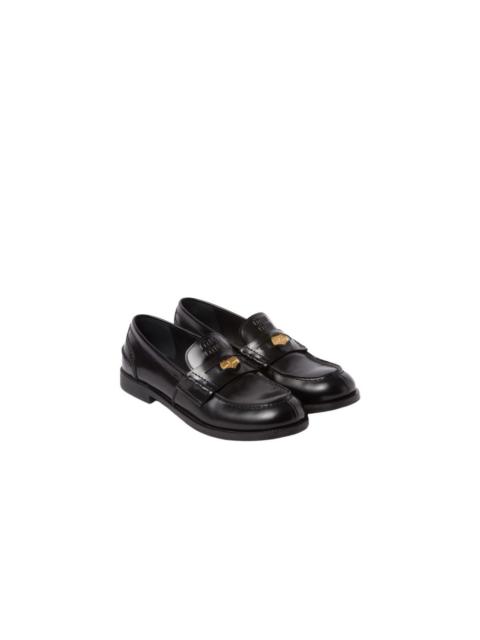 Miu Miu MIU MIU $1170 Black Brushed Leather Penny Loafers New And Au