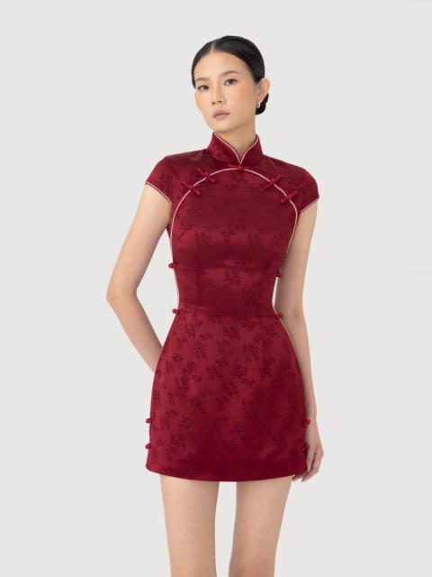 SAU LEE REN SATIN JACQUARD DRESS