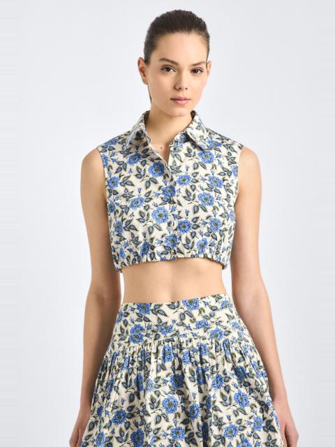 DEREK LAM 10 CROSBY FAEE CROPPED SLEEVELESS SHIRT