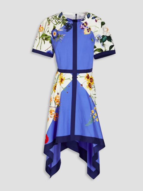 Oscar de la Renta Floral-print cotton-blend poplin midi dress