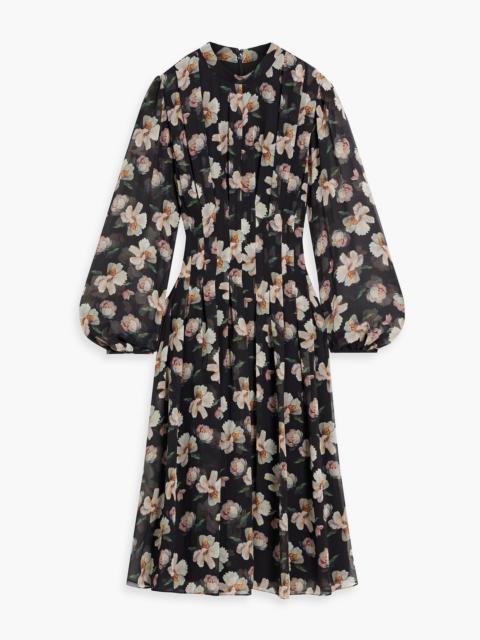 Other Designers Pleated floral-print chiffon midi dress