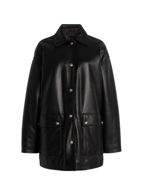 NILI LOTAN Cordel Leather Coat black