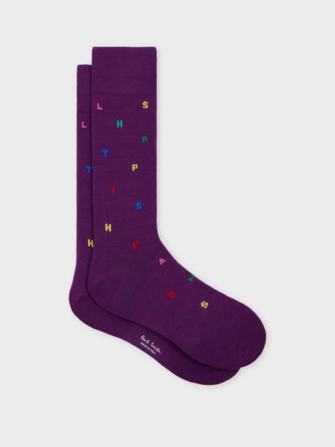 Paul Smith Purple Logo Letter 'Stamp' Socks