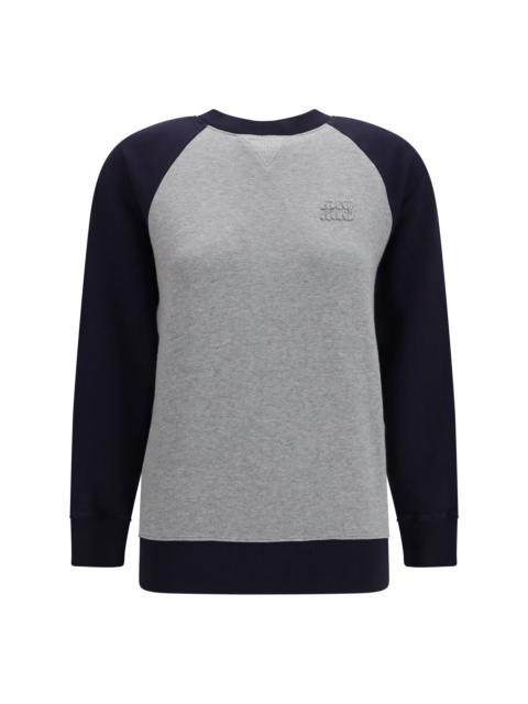Miu Miu Miu Miu Bicolor Crewneck Sweatshirt Grey Blue Women