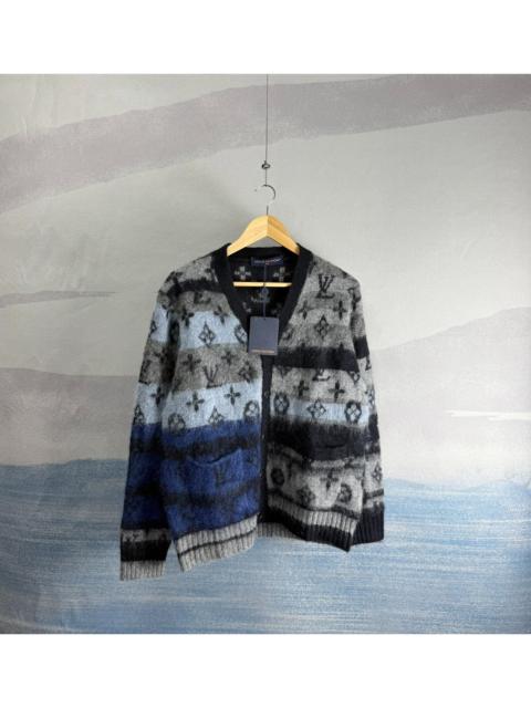 Louis Vuitton Louis Vuitton Black and Blue Monogram-Print Mohair Cardigan
