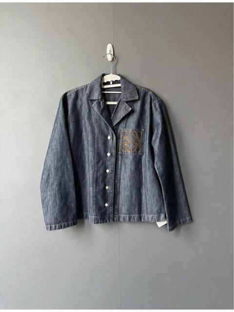 Loewe Loewe Anagram Embroidered Denim Shirt in indigo denim