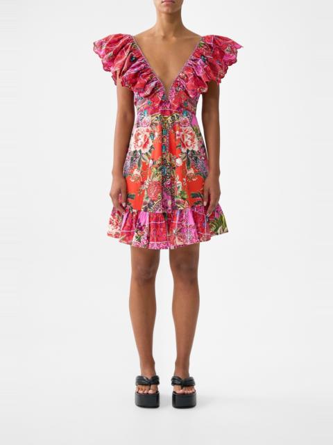 CAMILLA SHORT FRILL NECK DRESS