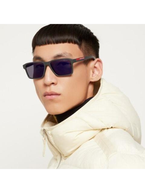 Prada NEW Prada Linea Rossa PS05YS UFK05U Grey Rubber Blue Rectangle Unisex Sunglasses