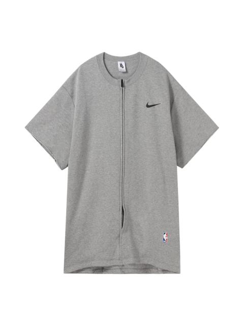 Men's Nike NRG Ti Warm Up Top x Fear of God FOG Gray Zipper Short Sleeve Tops 'Dark Grey Heather Bla