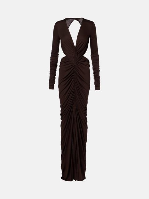 Rick Owens Poppy LS ruched open-back jersey gown