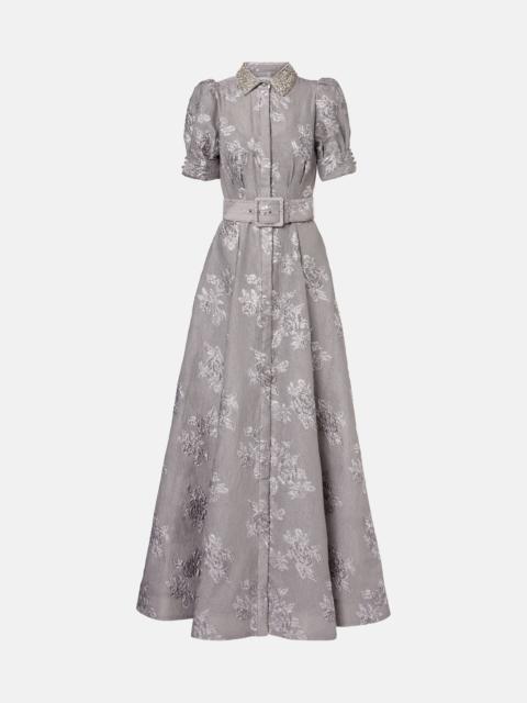 REBECCA VALLANCE Ruth embellished belted brocade gown