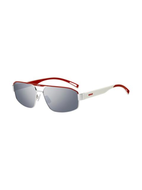 HUGO HUGO EYEWEAR X VCARB WRAP-STYLE SUNGLASSES IN RED AND WHITE